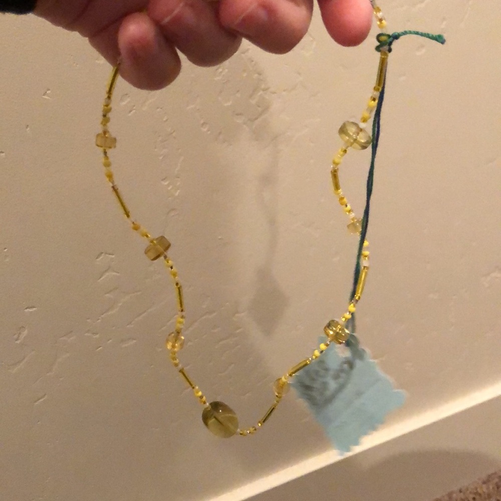 Handmade by Me, Women’s Necklace, Beaded, Yellow, White, Clear, Lobster Clasp - Picture 2 of 3